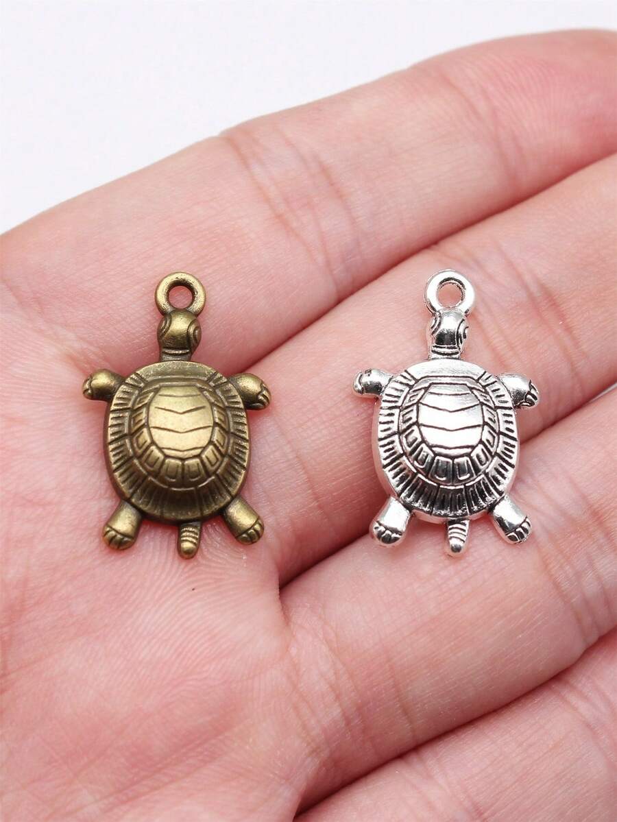 10個 24x16mm 海龜吊墜飾品，DIY珠寶製作項鍊鑰匙圈手機鍊手鍊配件，手工藝品 - 海龜 - 查看 1