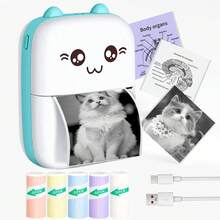 Portable Wireless Mini Printer Set - Thermal Label Printer, 203dpi, USB/Battery Powered, Ideal For Notes, Journals, Work Receipts And DIY Crafts, Perfect Gift Set - 彩色 - 查看 1