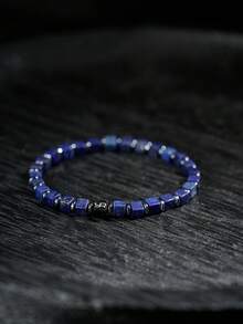 YOUNG&RICH Unisex Lapis Lazuli Cube Beaded Stretch Bracelet - Vintage Stackable Jewelry For Men Women - Multicolor - View 2