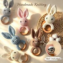 Mainan Kerincingan Kelinci Anyaman Tangan, Mainan Kerincingan Tangan Bayi, Mainan Genggam, Lonceng Terintegrasi, Bentuk 3D Lucu, Detail Kaya, Menarik Perhatian Bayi, Melatih Pendengaran Bayi, Hadiah Ulang Tahun, Halloween, Natal yang Sempurna untuk Bayi - MultiWarna - View 1
