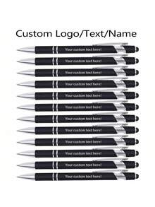 12/24/60/600pcs Personalized Pens, Back To School Supplies, Custom Business Engraver Pens Ballpoint, Customized Stylus Pens For Touch Screens, Office School Gifts For Women/Men, Christmas Gift Supplies, Graduation Gift, Father's Day Gift - Black - View 3