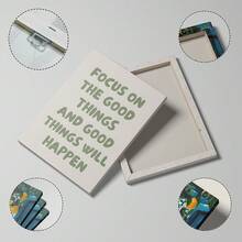 1件裝「Focus On Beautiful Things」牆面藝術印刷品，鼠尾草綠勵志語錄帆布畫，文字海報，現代抽象極簡風格，適合臥室、客廳、辦公室、公寓裝飾，無框/木製掛軸/有框 - 彩色 - 查看 2