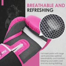 MaxxMMA - Guantes de boxeo estilo profesional para hombres y mujeres guantes de entrenamiento de bolsa pesada para entrenamiento Muay Thai Sparring Kickboxing - Rosado - Ver 6