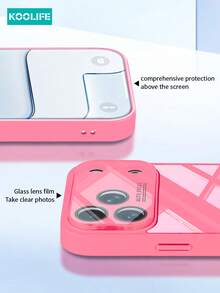 KOOLIFE 1件裝亮粉色大窗透明手機殼，光滑亮面 PC+TPU 防撞邊框，可愛甜美 Ins 風格獨特設計，全鏡頭保護防撞手機殼，適用於 iPhone 18pro/18pro Max/17/17pro/17promax/17Air/16/15/14/13 - 玫紅色 - 查看 5