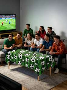 1 pieza Mantel con tema de fútbol, Cubierta de mesa rectangular de plástico, Decoración de mesa para fiesta deportiva, Decoración de fiesta de cumpleaños de fútbol - Multicolor - Ver 3