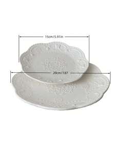 1 buah/2 buah/1 set Piring Keramik Motif Kupu-kupu Timbul Eropa, 15cm (6 inci)/20cm (7,87 inci), Keramik Premium untuk Sarapan, Makan Malam & Hidangan Penutup Teh Sore - MultiWarna - View 16