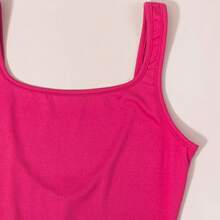 Mono corto sexy sin espalda para mujer, top tipo bodycon de una pieza, sin mangas, con cuello halter. - Rosa - Ver 6