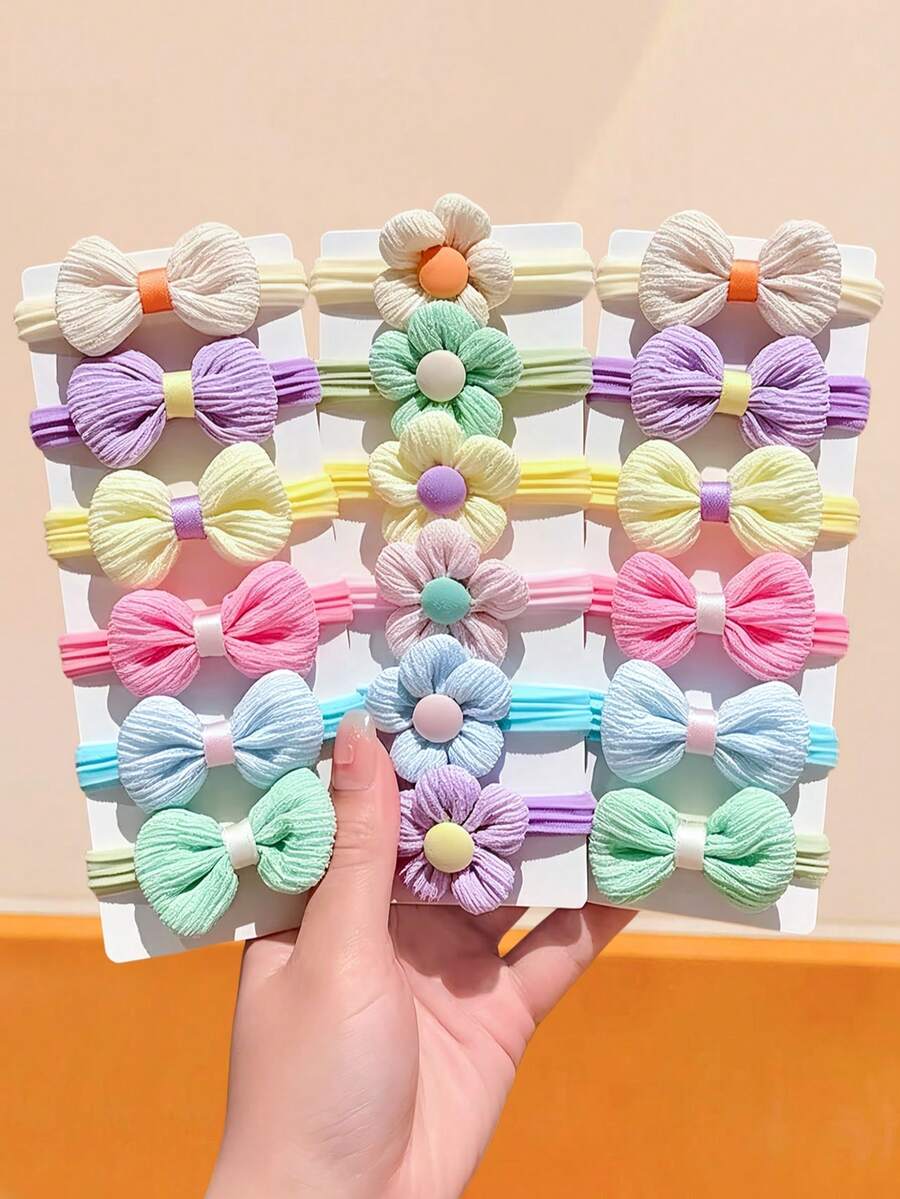 12/6/Set Macaron Bow Hair Ties, Sweet Girl Hair Rubber Bands, High Elasticity Non-Damaging Hair Ropes - Suitable For Women And Girls, Suitable For Daily, Dating, School, Party, Etc., Holiday, Mother's Day Gift Ponytail - Multicolor - View 1
