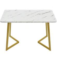Rectangular Dining Table And Chairs Set Of 117 Cm With 4 Chairs, Modern Style, Black Velvet Chairs, Gold Table Legs. - 金色 - 查看 11