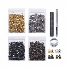 400 Sets Leather Rivets, Double Cap Tubular Rivets 4 Colors Metal Rivets With Fixing Tools, Suitable For DIY Leather Crafts/Clothing/Shoes/Bags/Belts Repair & Decoration - 5x5mm - View 1