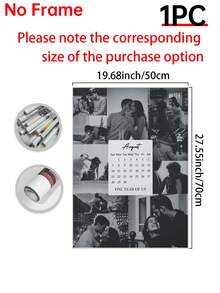 1pc Editable Photo Collage Calendar Template Customized Poster, Suitable As Friend Anniversary Celebration Gift Poster, Customized Wall Art, Photo Customization, Customizable Item, Room Decor, Gift For Friends And Couples, Optional Frame - Multicolor - View 13