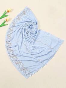 1pc New Style Mercerized Cotton Wavy Rhinestone Scarf For Women, Muslim Headscarf, Soft And Thin Long Scarf, Elegant Headscarf For Daily Outing - Multicolor - View 20