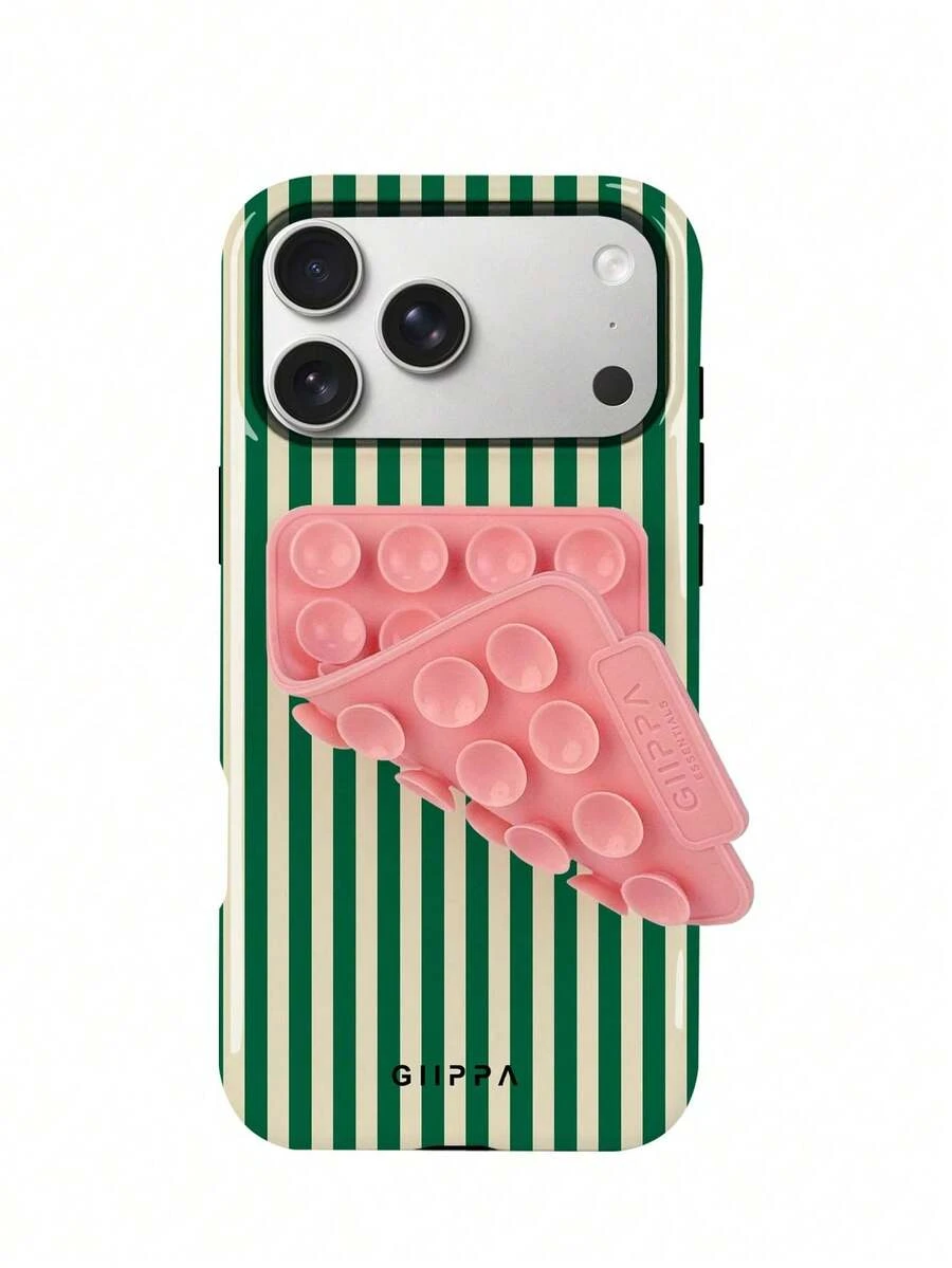 A Stylish Phone Case That Does Not Include A Lanyard Or Stand. GIIPPA 1pc Phone Case With A Misty Blue Striped Design, Compatible With 17 Pro, 16 Pro, 15 Pro, And 14 Pro. A Stylish And Interesting Korean-Style Phone Case, Compatible With 11/12/13/14/15/16 Pro Plus. A Stylish Design For Men And Women, A Great Gift For Girlfriends During Easter, Wedding Season, Or Birthdays. - 深綠色 2 - 查看 1