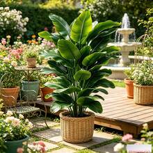2pcs Ultra High Quality Artificial Plants - Faux Palm Trees With Large Emerald Green Leaves | Suitable For Indoor/Outdoor Use | Hotel, Garden, Bedroom, Entrance, Living Room, Residence, Kitchen, Patio, Poolside | Spring/Summer | - 2-piece Set, Tropical Plant Banana Leaf - View 6