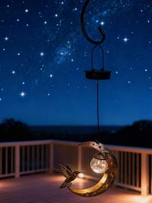 1pc Cross-Border Solar Outdoor Garden Light, Iron Art Lawn Hummingbird Lantern, Iron Art - Multicolor - View 2