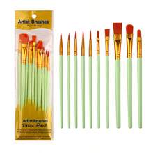 10pcs/Set 2026 New Plastic Handle Paint Brush Set, Oil Painting, Watercolor, Hand Painting, Art Brush Set / Small Amount Of Glue Overflow Is Normal - Multicolor - View 12