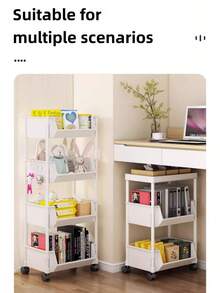 1pc Multi-Layer Open-Top Movable Bookshelf Storage Rack, Gap-Filling Simple Floor-Standing Dust-Proof Organizer For Children's Toys And Books, Suitable For Home, Bedroom, Study, Balcony, Housewarming Gift, Home Decor, Daily Essential - White - View 7