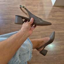 Women's Slingback Pump With 5cm Block Heel - Comfortable And Stylish - Gris - Ver 4