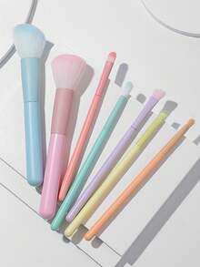 Colorful Macaron Makeup Brush Set, Loose Powder Brush, Contour Brush, Blending Brush, Eyeshadow Brush, Beauty Tools, Soft Bristles, Diva Mixed Makeup First Choice - Multicolor - View 4