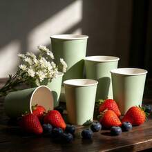 60/50/40/20/5pcs Paper Cups, Party Cups, Sage Green Paper Cups, Cold Drink Cups And Coffee Cups, Party Drinkware, Kitchen And Restaurant Essential Drinkware, Suitable For Birthday Parties, Wedding Banquets, Theme Parties, Bridal Showers - View 2
