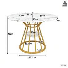 طقم طعام من 5 قطع، طاولة طعام مستديرة، طاولة طعام 100 * 100 * 76 سم (مع 4 كراسي)، طاولة قهوة مستديرة ل- 4 أشخاص، كرسي مخملي (مع طاولة طعام بسطح رخامي)، كرسي أسود - الذهبي - مشاهدة 9