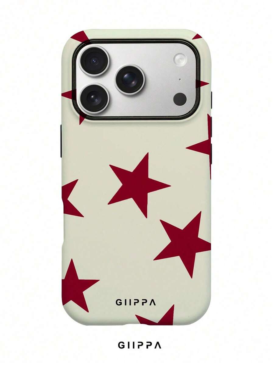 A Stylish Phone Case That Does Not Include A Lanyard Or Stand. GIIPPA Phone Case With A Red Star Design, Compatible With The 17 Pro, 16 Pro, 15 Pro, And 14 Pro. A Stylish And Interesting Korean-Style Phone Case, Also Compatible With The 11/12/13/14/15/16 Pro Plus. Stylish Design Suitable For Both Men And Women. A Great Gift For Christmas, Valentine's Day, Easter, Wedding Season, And Birthdays For Girlfriends. - 紅色 - 查看 1