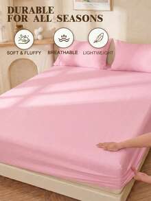 1 pieza Sábana ajustable impermeable, Ropa de cama, Sábana ajustable, Cubrecolchón, Rosa, Ropa de cama suave y cómoda para el dormitorio, Protector de colchón amigable con la piel, Adecuado para Queen, King, Twin todos los tamaños, Protector de colchón y almohadilla de colchón funda suave - Rosa - Ver 9