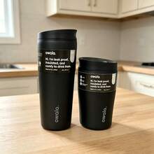 OWALA 20oz/12oz 不鏽鋼水壺，適用於運動、旅行和學校體育活動。此水壺可保持水溫超過 24 小時，密封性良好，便攜，翻蓋設計，非常適合裝冷熱飲、咖啡和冰凍飲料 - 黑色 - 查看 6
