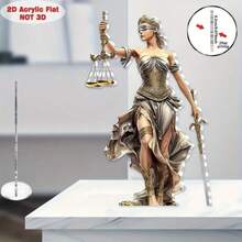 2D Flat Bohemian Style Female Justice Statue - Home, Office Acrylic Desktop Decor With Fantasy Theme, No Text, Easy To Install, Fine Craftsmanship And Intricate Details, 2D Flat - 1PC - View 4