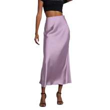Elegant Textured Satin Midi Skirt That Flatters The Figure. - Army Green - View 2