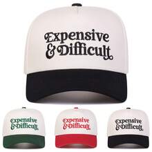 1pc Women's "Expensive & Difficult" Embroidered Letter Trucker Hat, Casual Baseball Cap, Suitable For Spring, Autumn, Street, Travel, Beach Vacation - Multicolor - View 14