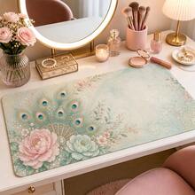 Macaron Peacock Garden Large Desk Mat, Elegant Floral Feather Mouse Pad For Women, Mint Pink Keyboard Pad, Non-Slip Extended Office Gaming Mouse Pad, Exquisite Vanity Study Desk Decor Gift, Suitable For Laptop PC Set - View 4