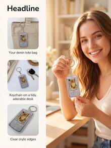 Customizable Acrylic Phone Keychains, 1/3/5pcs, Printed With Photos Of Your Family/Pets/Baby, Perfect As Keys, Backpacks Or Birthday Party Souvenirs. - Multicolor - View 4