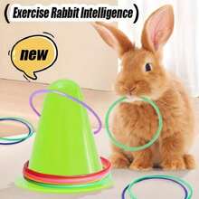 Small Animal Interactive Toss Ring Toy, Educational Rabbit Training Cone And Colorful Ring Set, Suitable For Rabbits, Hamsters, Guinea Pigs To Relieve Stress - A - View 2
