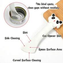 1 pieza Cuchara multifuncional con cabeza de panda para lata de mascota, cuchara de silicona para comida húmeda con abridor de lata integrado, espátula de alimentación para eliminar residuos de comida enlatada para gatos y perros - 10 g - Ver 2