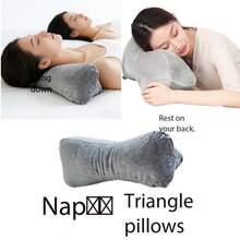 1pc Nap Pillow, Rest Cushion, Neck Support Pillow, Sofa Pillow, Office/Home, Dorm Pillow, Car Triangle Pillow - Grey - View 5