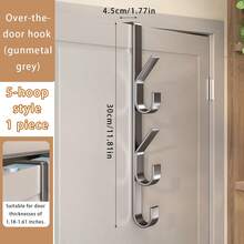 This Drill-Free Over-The-Door Hook Rack-Available In Silver Or Grey And In 3, 5, Or 7-Hook Versions-Is Perfect For Hanging Clothes, Hats, Keys, And Bags. A Great Space-Saving Storage Solution, It Mounts Securely Without Damaging The Door Or Wall. - Multicolor - View 15
