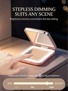 LED Travel Makeup Mirror, Touch Screen Mini Beauty Mirror, Handheld Rechargeable Pocket Mirror, Mini Portable Vanity Mirror, 3-Level Light Adjustment 8K Makeup Mirror, Stepless Dimming Mode, Suitable For Home, Bathroom, Vanity, Bedroom, Travel, Dormitory And Other Scenes - Perfect Gift For Women. Travel Essential - Stepless Dimming Model - View 5