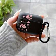 透明櫻花保護殼 適用於 Apple 原裝 2/1代、Pro 2代、3代、4代藍牙耳機，柔軟矽膠一體式防震殼 - 黑色 - 查看 3