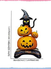 1pc Halloween Witch Hat Pumpkin Cat Balloon, Suitable For Halloween Party, Haunted House Props, Photo Backdrop, Halloween Party Decoration, Themed Birthday Costume And Holiday Event Props - One Size Fits All - View 7