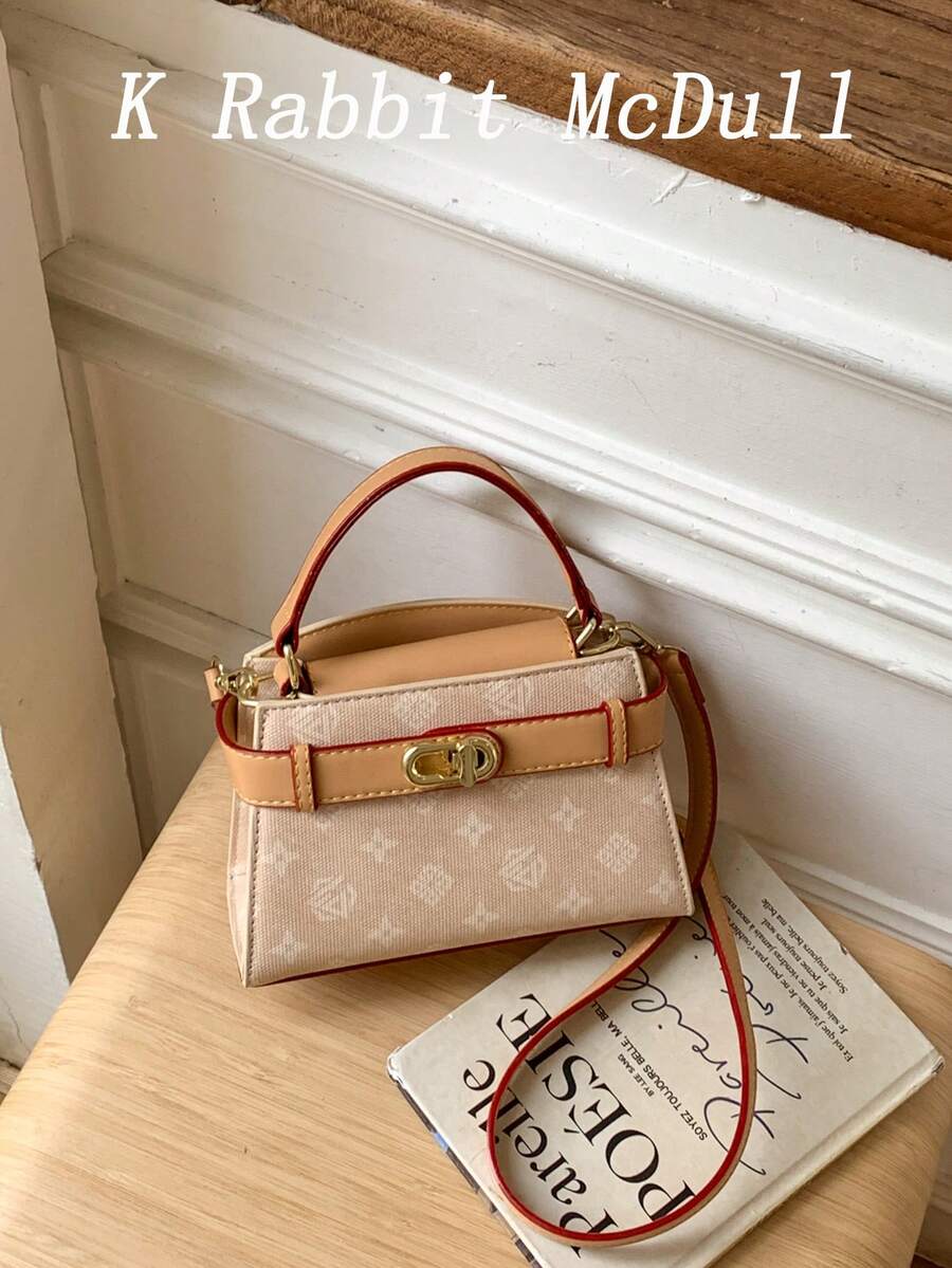 New Fashion All-Over Print PU Tote Bag, Elegant Multipurpose Shoulder Bag With Detachable Strap And Metal Buckle, Suitable For Dates, Gifts,Shopping
