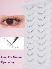 10 Pares de Cílios Postiços Inferiores Finos, Faixa Invisível Transparente, Ultra Fino Natural, Espalhado e Fofo, Macio e Leve & Amigável para Iniciantes, Reutilizável para Maquiagem Diária, Noite de Encontro & Festa - Visão 6