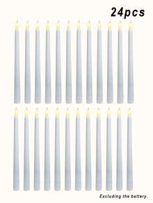 1-12pcs LED Flameless Flickering Candles, Battery Operated LED Taper Flickering Candles, Flameless LED Electronic Candles, Realistic Candles, Suitable For Wedding Decoration, Party, Dining Table, Home, Room, Christmas Decoration, Thanksgiving Decoration, Halloween Decoration - White - View 15