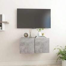 vidaXL Wall-Mounted TV Cabinet Set, Concrete Grey, 60 X 30 X 30 Cm, Engineered Wood, Modern Living Room Shelf, Rectangular TV Stand, Space-Saving Furniture Set, Wooden Wall Unit - Concrete Dust - View 12