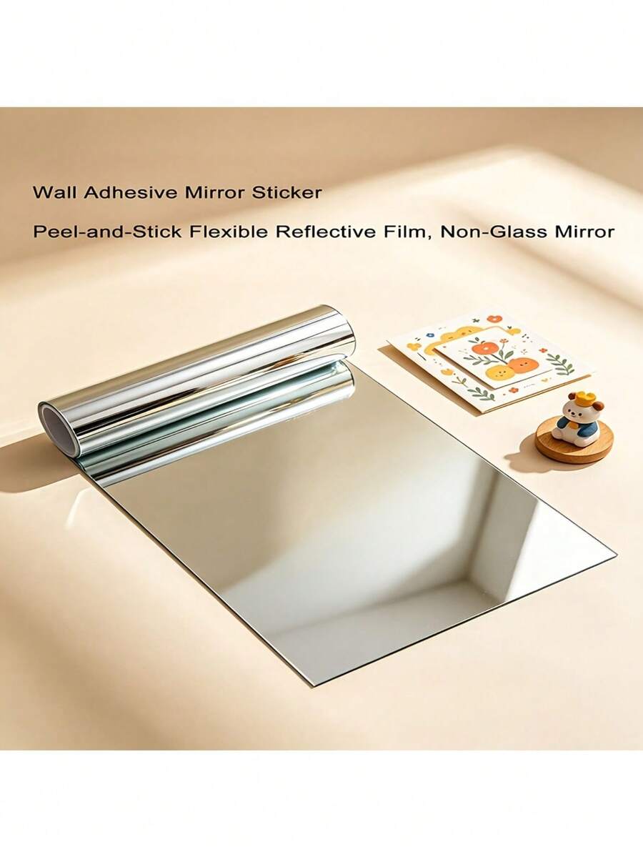 1 Roll Self-Adhesive Mirror Wall Sticker, Shatterproof And Washable, Suitable For Glass, Tile, Cabinet Doors And Smooth Surfaces. Modern Design Style, Segmented Design, Helps You Create Creative Home Decor And Mirror Wall Decoration Effects.