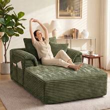 48.8'' Oversized Cloud Sectional Sofa Bed – Double Lounge Chaise With Boneless Fluffy Design, Plush Cushions & No Assembly Required, Modern Sleeper Loveseat For Small Spaces, Living Room, Apartment, Movie Night - màu xanh lá - Xem 1