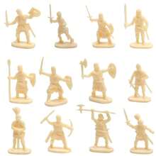 Ancient Mini Soldier Set Pretend Play Battle Knights Fire-Breathing Dragon Treasure Flag Medieval Warrior Children's Toy Birthday Gift With Storage Box - Multicolor - View 12