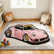 [Soft Sports Carpet] 1件 藍色與白色賽車地毯，仿羊絨，加厚地毯，厚地毯，毛絨地毯，秋冬地毯，加厚地毯，裝飾地毯，臥室裝飾 - 多色6 - 查看 4