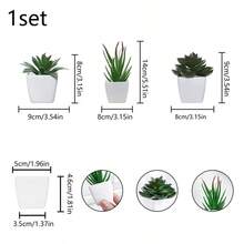 3件套仿真多肉植物迷你盆栽套装，绿色和粉色仿真微型植物，适用于花园、书桌、房间、窗台、办公室装饰、婚礼布置、家居装饰 - 彩色 - 查看 31