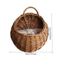 1pc Rustic Oval Wall Hanging Planter Basket Set - Indoor & Outdoor Striped Pattern Woven Baskets For Bonsai & Plants - Rustic Style Decor With Multiple Components - Handmade Willow Hanging Pots For Garden And Home Decor - Multicolor - View 5
